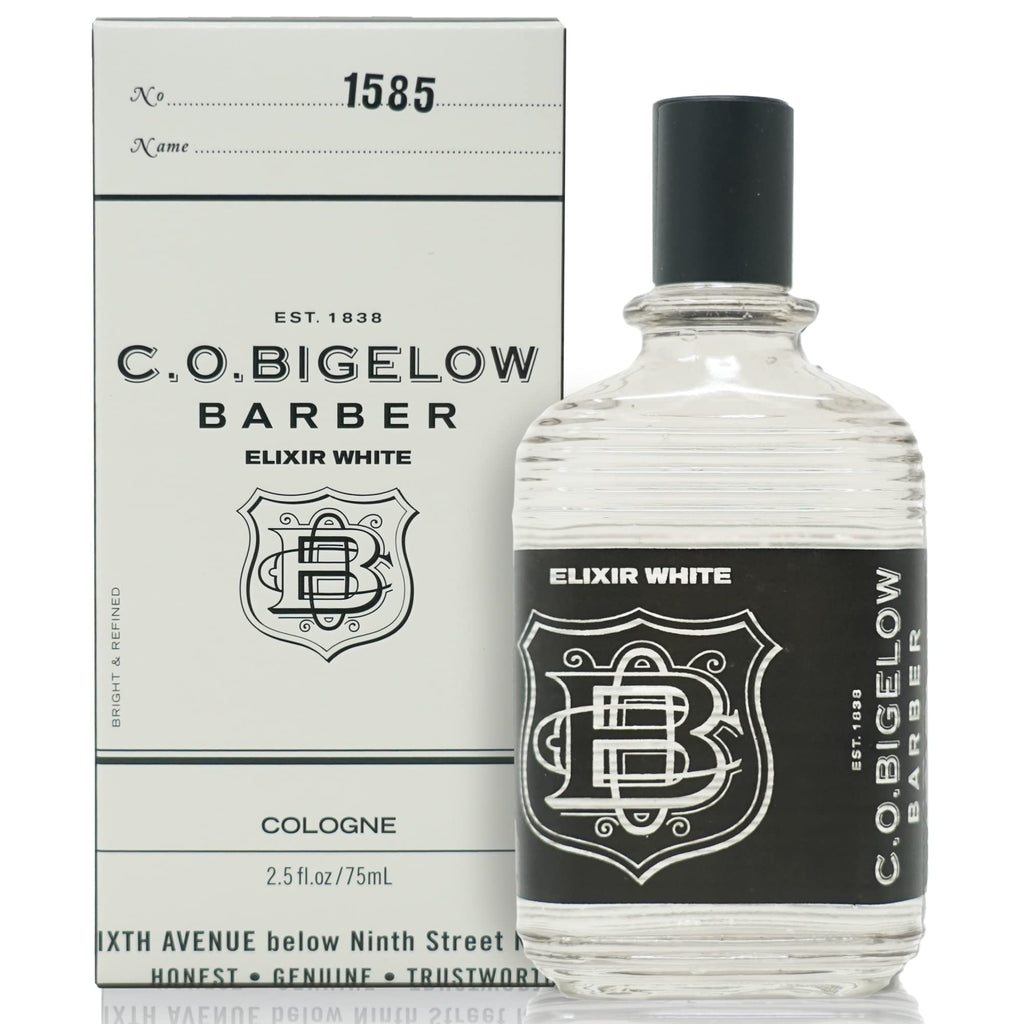 C.O. Bigelow Elixir White Cologne - No. 1585 2.5 fl oz Cologne for Men Modern Fresh Refined Clean Citrus & Peppery Wood Masculine Perfumes for Men