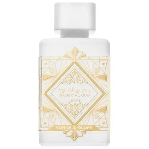 Badee Al Oud - Honor & Glory by Lattafa is a unisex Eau de Parfum with 100 ml capacity, featuring rich oud, warm spices, and long-lasting fragrance ideal for special events or daily wear, embodying luxury and sophistication.