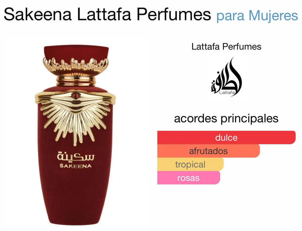 Sakeena Lattafa 100 ml - Fruity Sweet Women's Perfume with Floral Notes and Sandalwood Base, Featuring Citrus and Raspberry Accords, Ideal Arabic Fragrance for Women.