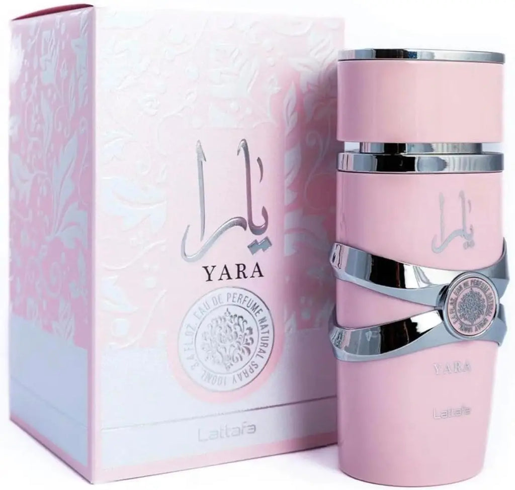 YARA ROSA 100ML, original Arabic perfume for women, features a captivating sweet and floral aroma with long-lasting durability, elegantly packaged in a modern bottle, ideal for gifting and special occasions.