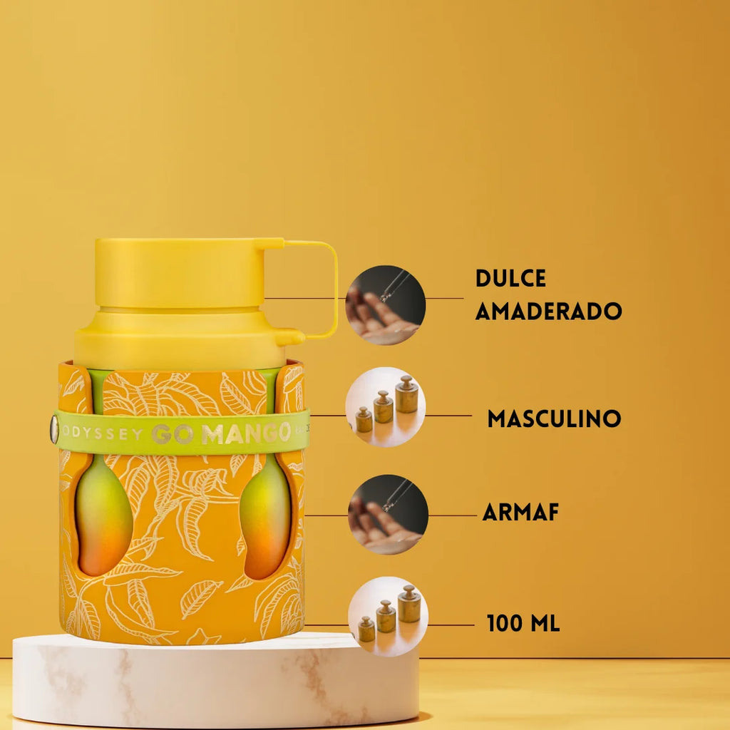 Armaf odyssey go mango eau de parfum unisex 100ml oriental fragrance fruity sweet mango exotic long-lasting perfume original ideal gift