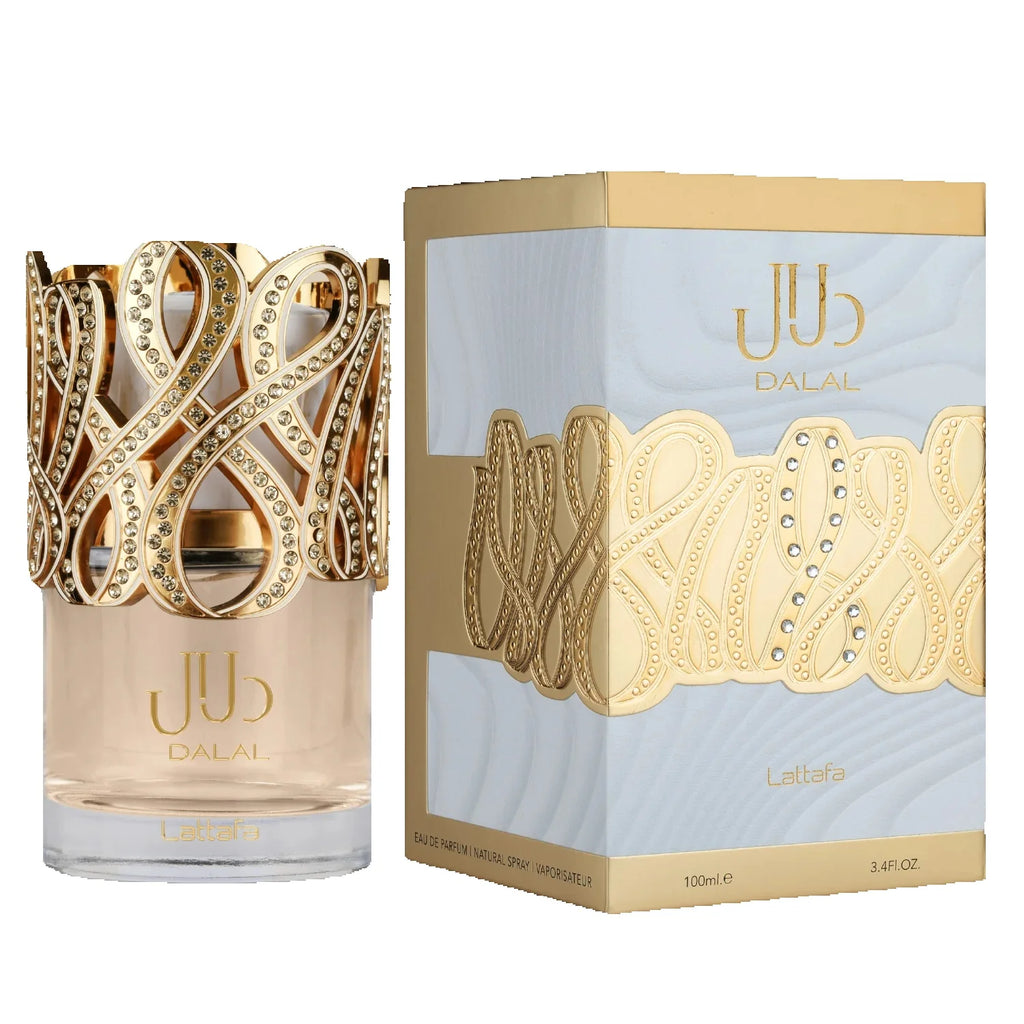 Dalal Lattafa – Eau de Parfum 100 ml, a sweet floral fruity gourmand perfume for women, featuring notes of mandarin, apple, ylang-ylang, and vanilla, perfect for daily use in warm climates.