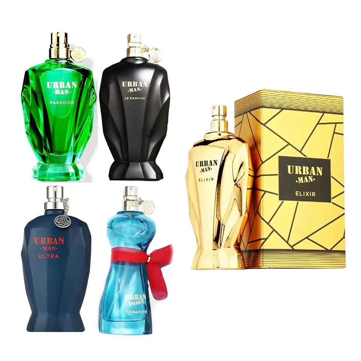 Fragrance world urban collection eau de parfum 90ml – urban man ultra, le parfum, elixir, paradise man & paradise woman |   Exclusive fragrances for men and women